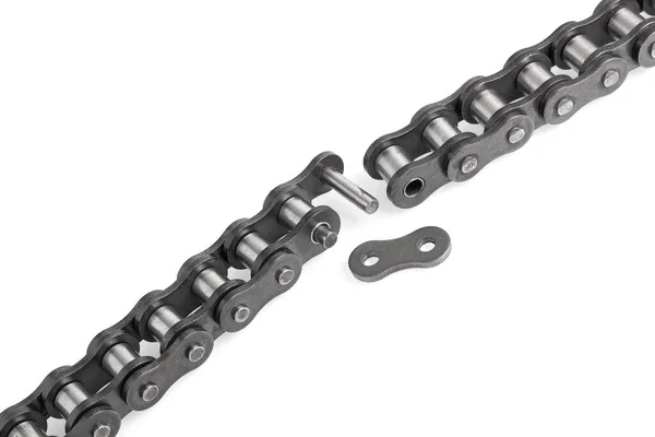 Driving Roller Broken Chain Isolated White Background — Stock Photo, Image