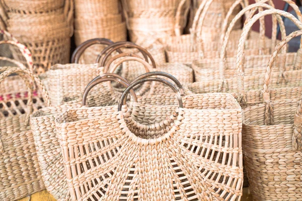 Woven baskets for sale at Dilli Haat New Delhi India, a market f