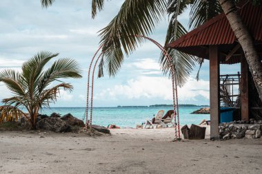 Maafushi Island, Maldives - November 26, 2019: Gateway entrance 