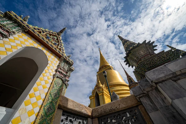 Grand Palace in Bangkok - looking up at temples and buildings ag