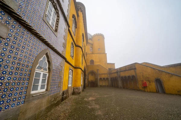 Foggy day at the Pena Palace in Sintra Portugal. No people in ph — 스톡 사진