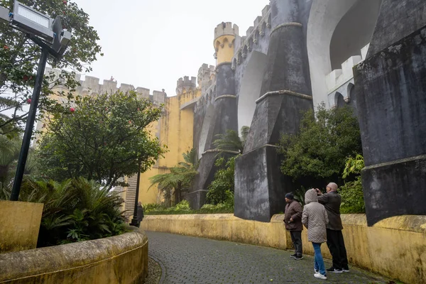 Sintra, Portugal - January 18, 2020: Tourists take photos of the — 스톡 사진