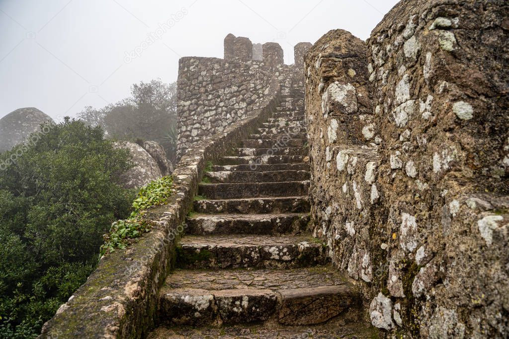 Steps leading up to the highest point at the ruins of the Mooris