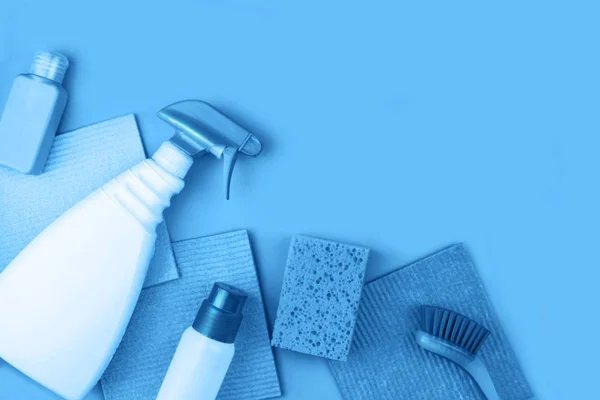 House cleaning products, copy space. Stock Photo by stockfilmstudio