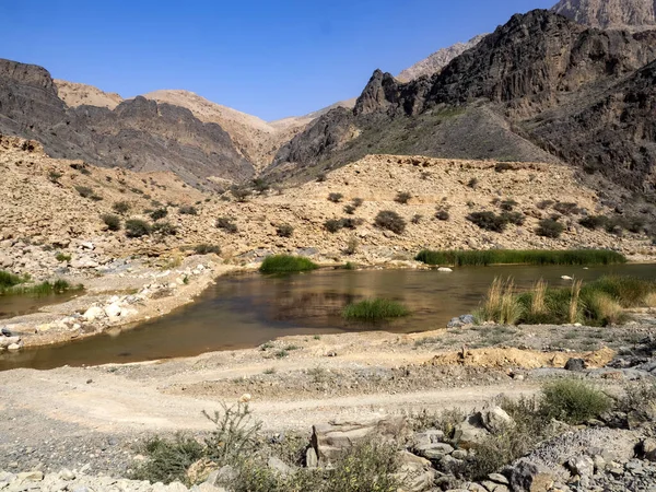 Acqua Piccoli Serbatoi Trattenuta Torrenti Montagna Oman — Foto Stock