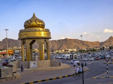 Şehir merkezinin yükseklik manzarası, Nizwa, Umman