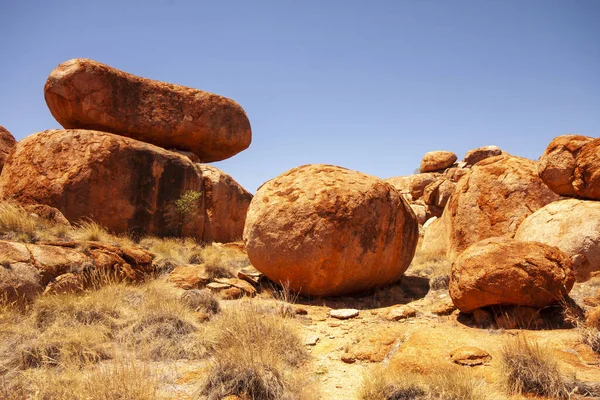 Amazing Rock Formations Devils Marbles Red Center Australia Stock Image