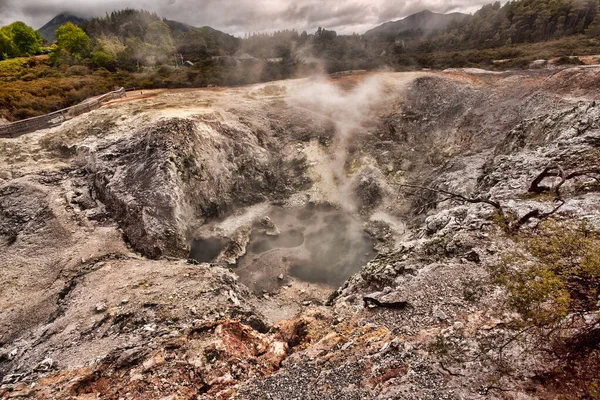 Színes Rotorua Párokba Burkolózva Emelkedik Fel Földről Zéland Északi Szigete — Stock Fotó