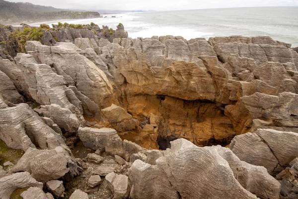 Stunning Rocks Punakaiki Pancake Rocks Blowholes Tourist Attraction South Island — Stock Photo, Image