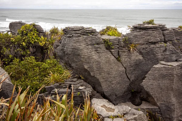 Stunning Rocks Punakaiki Pancake Rocks Blowholes Tourist Attraction South Island — Stock Photo, Image