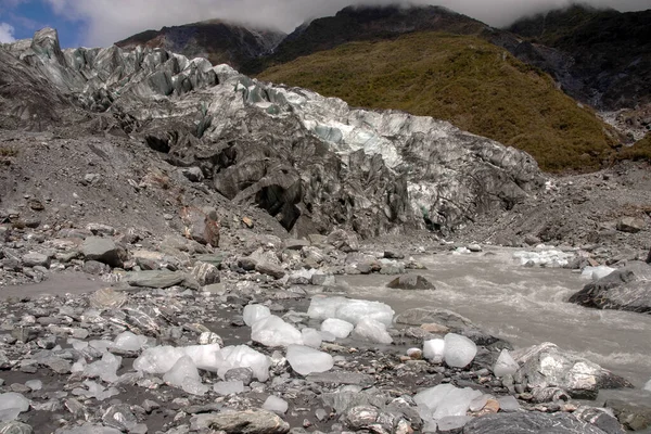 Grandes Pedaços Gelo Que Romperam Glaciar Ilha Sul Nova Zelândia — Fotografia de Stock