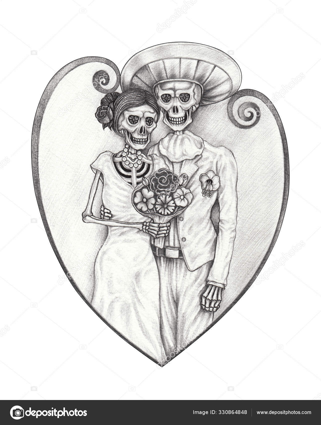 Dia De Los Muertos Couple Drawings