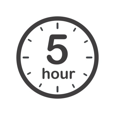 Oklu beş saatlik yuvarlak bir ikon. Siyah ve beyaz vektör sembolü.