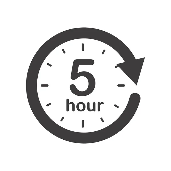 Fünf Stunden Rundes Symbol Mit Pfeil Schwarz Weißes Vektorsymbol — Stockvektor