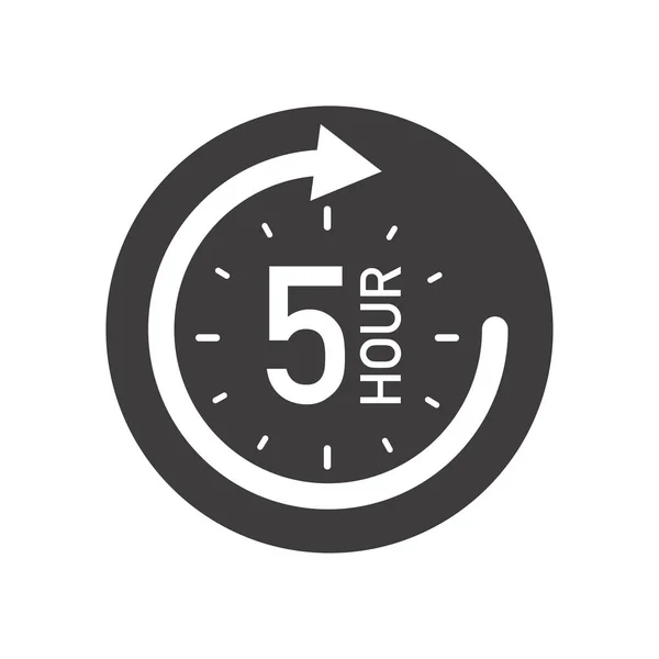 Fünf Stunden Rundes Symbol Mit Pfeil Schwarz Weißes Vektorsymbol — Stockvektor