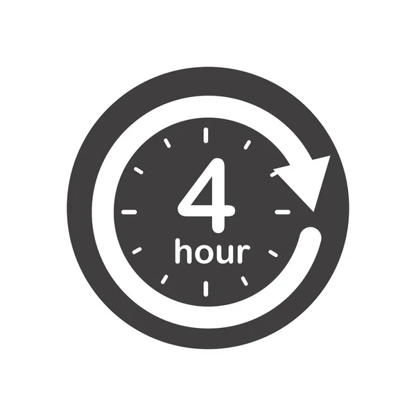 Vier Stunden Rundes Symbol Mit Pfeil Schwarz Weißes Vektorsymbol — Stockvektor