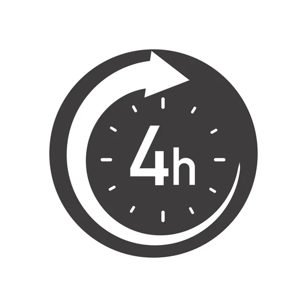 Icono Redondo Cuatro Horas Con Flecha Símbolo Vectorial Blanco Negro — Vector de stock