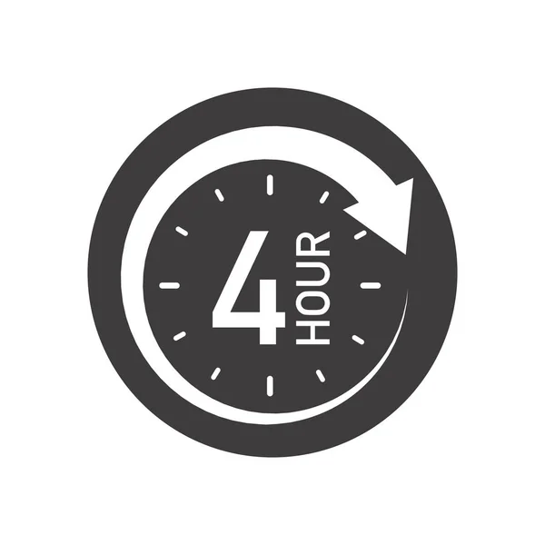 Icono Redondo Cuatro Horas Con Flecha Símbolo Vectorial Blanco Negro — Vector de stock