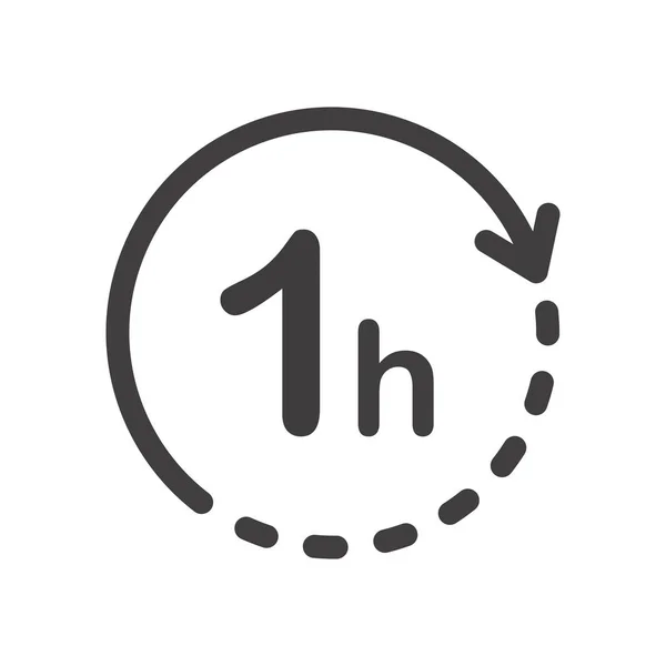 Icône Ronde Une Heure Avec Flèche Symbole Vectoriel Noir Blanc — Image vectorielle