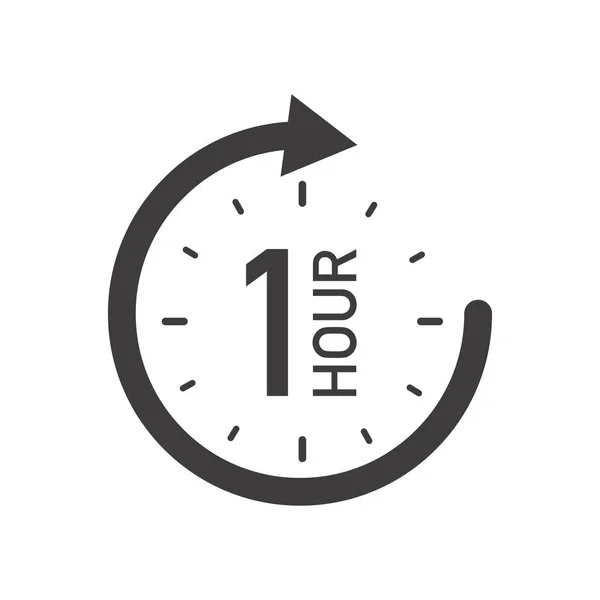 Icono Una Hora Con Flecha Símbolo Vectorial Blanco Negro — Vector de stock