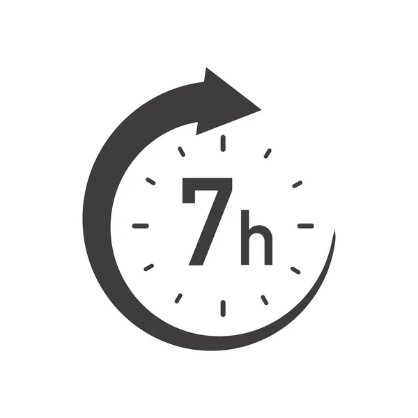 Sieben Stunden Rundes Symbol Mit Pfeil Schwarz Weißes Vektorsymbol — Stockvektor