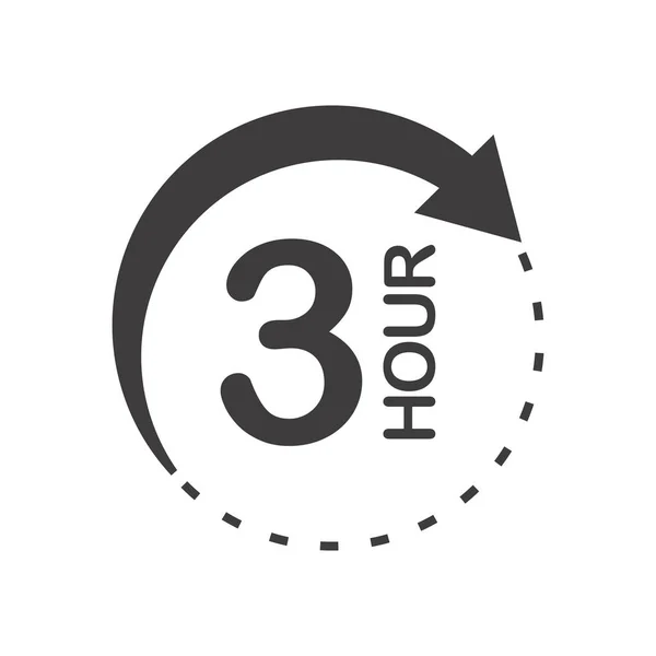 Drei Stunden Rundes Symbol Mit Pfeil Schwarz Weißes Vektorsymbol — Stockvektor