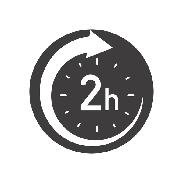 Twee Uur Rond Pictogram Met Pijl Zwart Wit Vectorsymbool — Stockvector