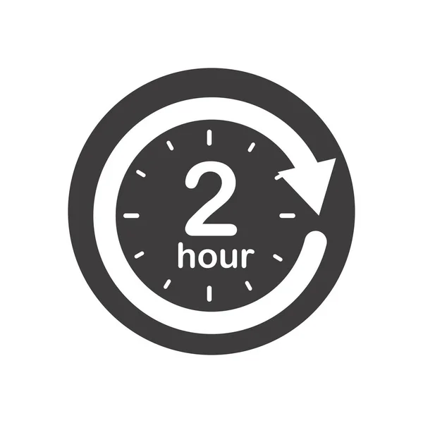 Icono Redondo Dos Horas Con Flecha Símbolo Vectorial Blanco Negro — Vector de stock