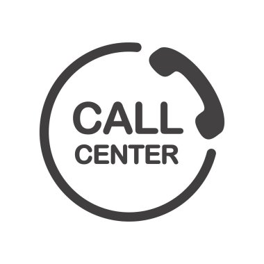 Çağrı merkezi simgesi. Katılım numarası sembolü. Beyaz arkaplanda siyah işaret.