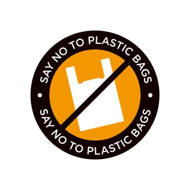 Plastik poşet ikonuna hayır de. Vektör simgesi.