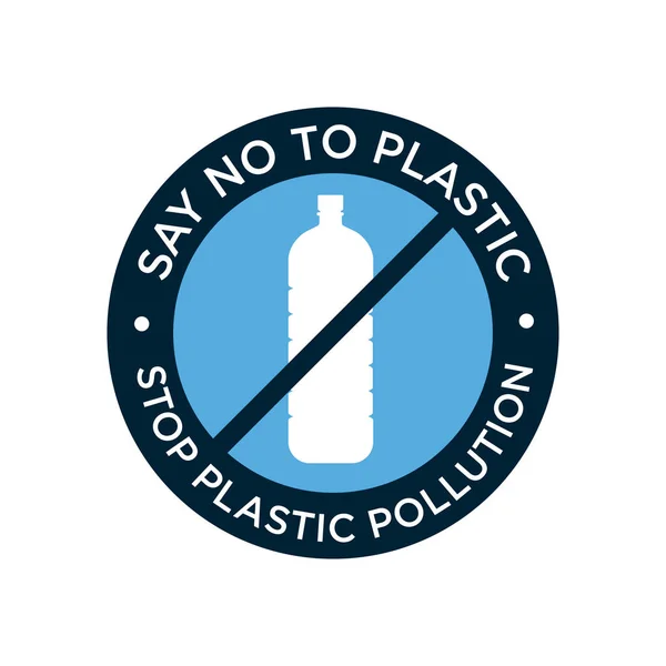 Dis Non Icône Plastique Arrêtez Pollution Plastique Symbole Vectoriel — Image vectorielle