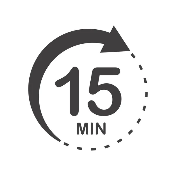 15分钟图标 产品标签的符号 不同用途 如烹调时间 化妆品或化学品使用时间 等待时间 — 图库矢量图片