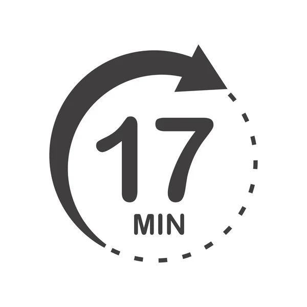 Siedemnaście Minut Ikony Gotować Mikrofalówce Znak Ciepło Minut — Wektor stockowy