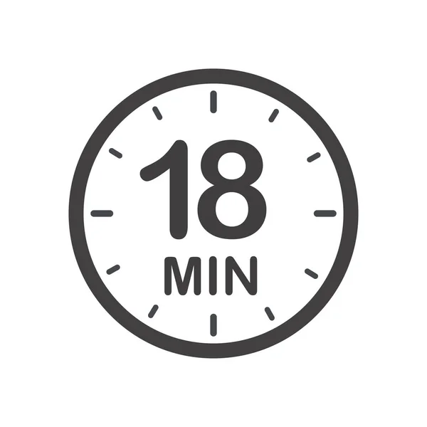 18分钟图标 产品标签的符号 不同用途 如烹调时间 化妆品或化学品使用时间 等待时间 — 图库矢量图片