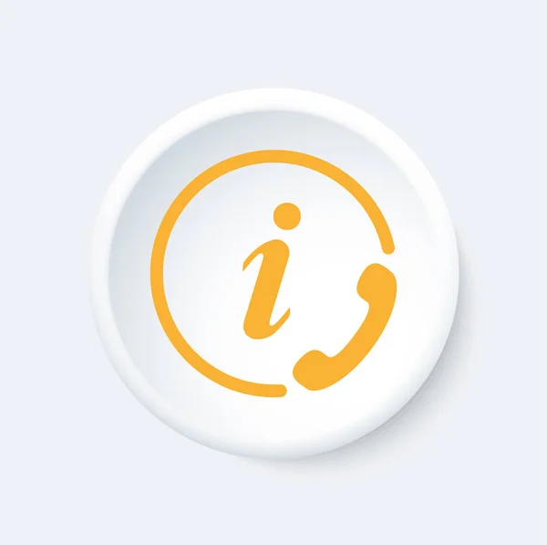 Κουμπί Πληροφοριών Πληροφοριακό Τηλεφωνικό Σύμβολο Λευκό Και Κίτρινο Εικονίδιο — Διανυσματικό Αρχείο