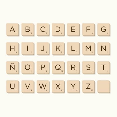 Scrabble harfleriyle alfabe.