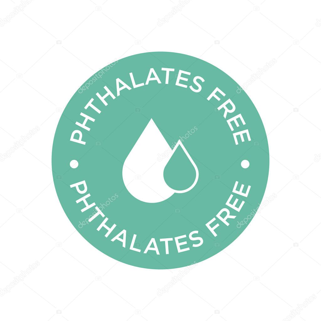 Phthalate free icon. Round isolated symbol.