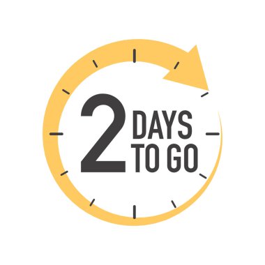 Two days to go icon. Round symbol with yellow arrow.