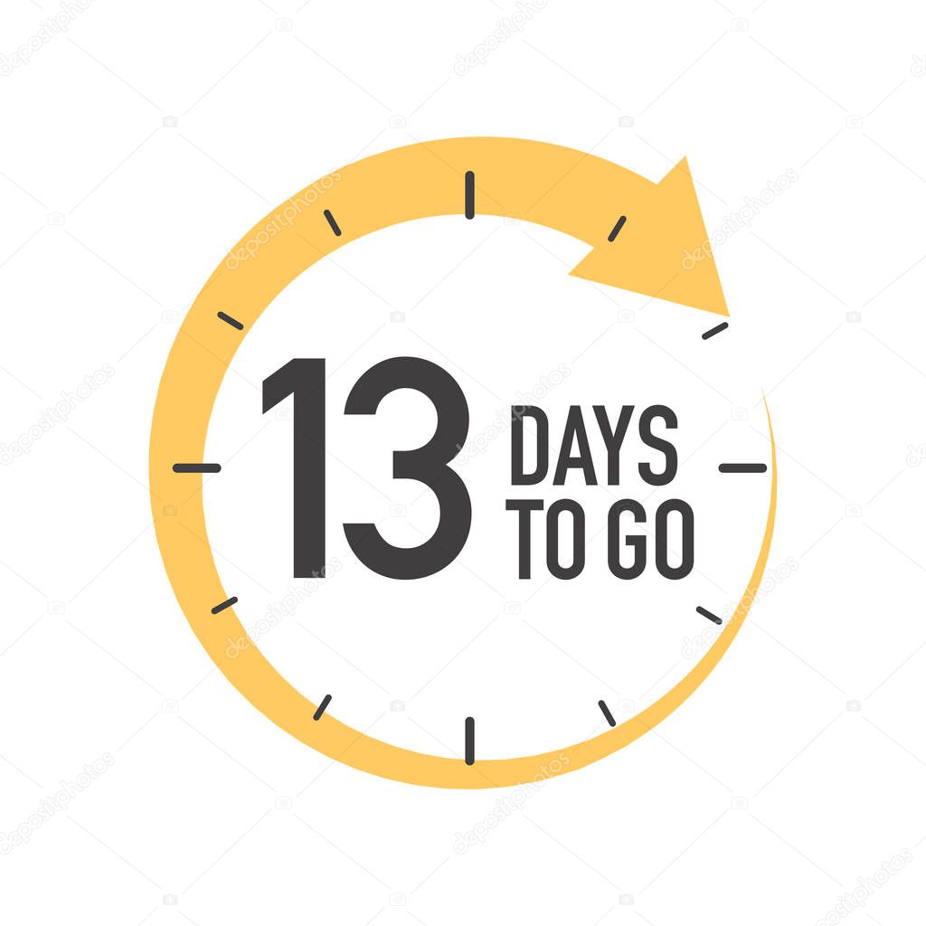 Thirty days to go icon. Round symbol with yellow arrow.