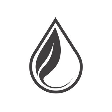 Su damlası ve yaprak ikonu. Basit dış hat vektör sembolü. Beyaz üzerine izole edilmiş doğrusal pictogram.