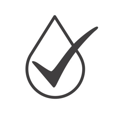 Çek simgesiyle su damlası. Basit dış hat vektör sembolü. Beyaz üzerine izole edilmiş doğrusal pictogram.