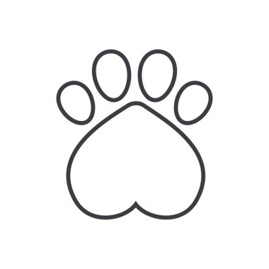 Köpek dostu ikon. Kalpli köpek ayak izi sembolü. Düz ve yeşil tasarım.