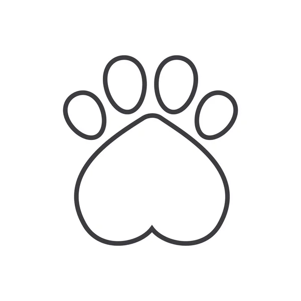 Ícone Amigo Cão Símbolo Pegada Cão Com Coração Projeto Plano — Vetor de Stock
