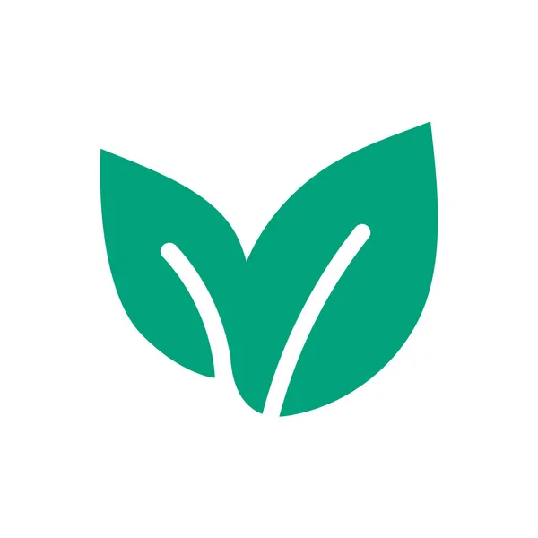 緑の葉のアイコン フラット グリーンデザイン — ストックベクタ