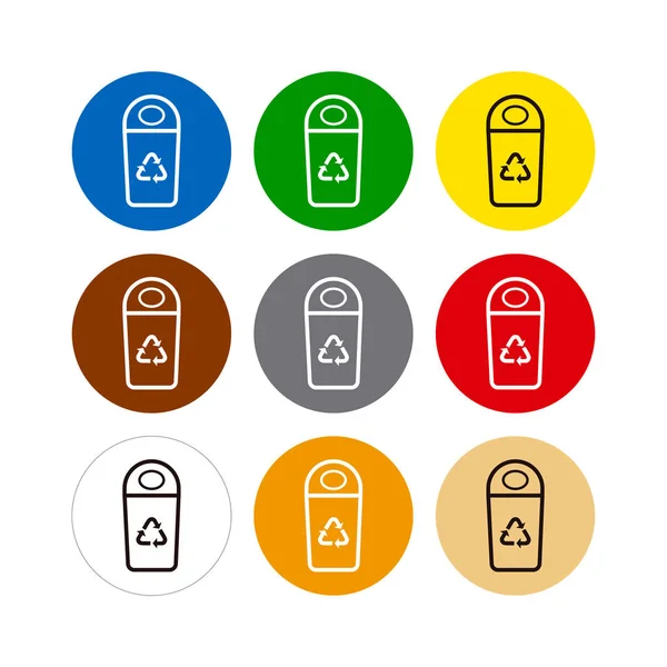 Corbeilles Recyclage Différentes Couleurs Icônes Pour Les Étiquettes Produits Pour — Image vectorielle