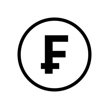 Franc madeni para tek krom siyah beyaz. Geçerli para birimi sembolü.