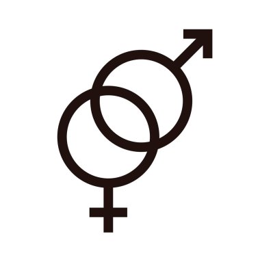 Hetero seks yassı ikonu. Cinsel yönelim konsepti sembolü. Piktogram vektör çizimi.