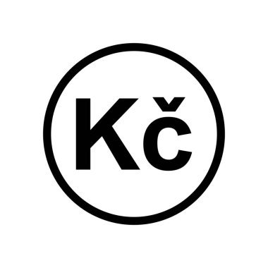 Çek Koruna sikkesi siyah beyaz monokrom simgesi. Geçerli para birimi sembolü.