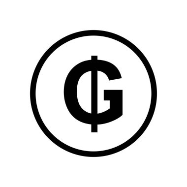 Guarani ikon madeni para monokrom siyah beyaz ikon. Geçerli para birimi sembolü.