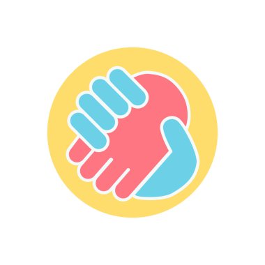 El sıkışma Dostluğu Ortaklığı. Farklı renkte eller. İş, arkadaşlık veya sosyal bütünleşme sembolü.